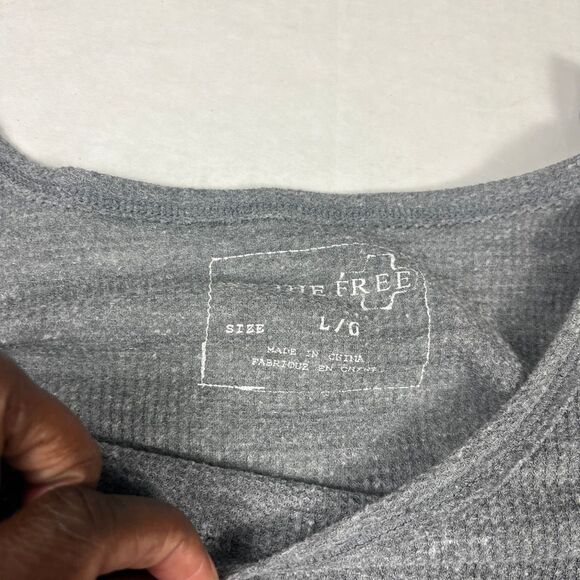 We The Free People Asymmetric Tunic Shirt Gray Laganlook Oversized Thermal L - Picture 4 of 10